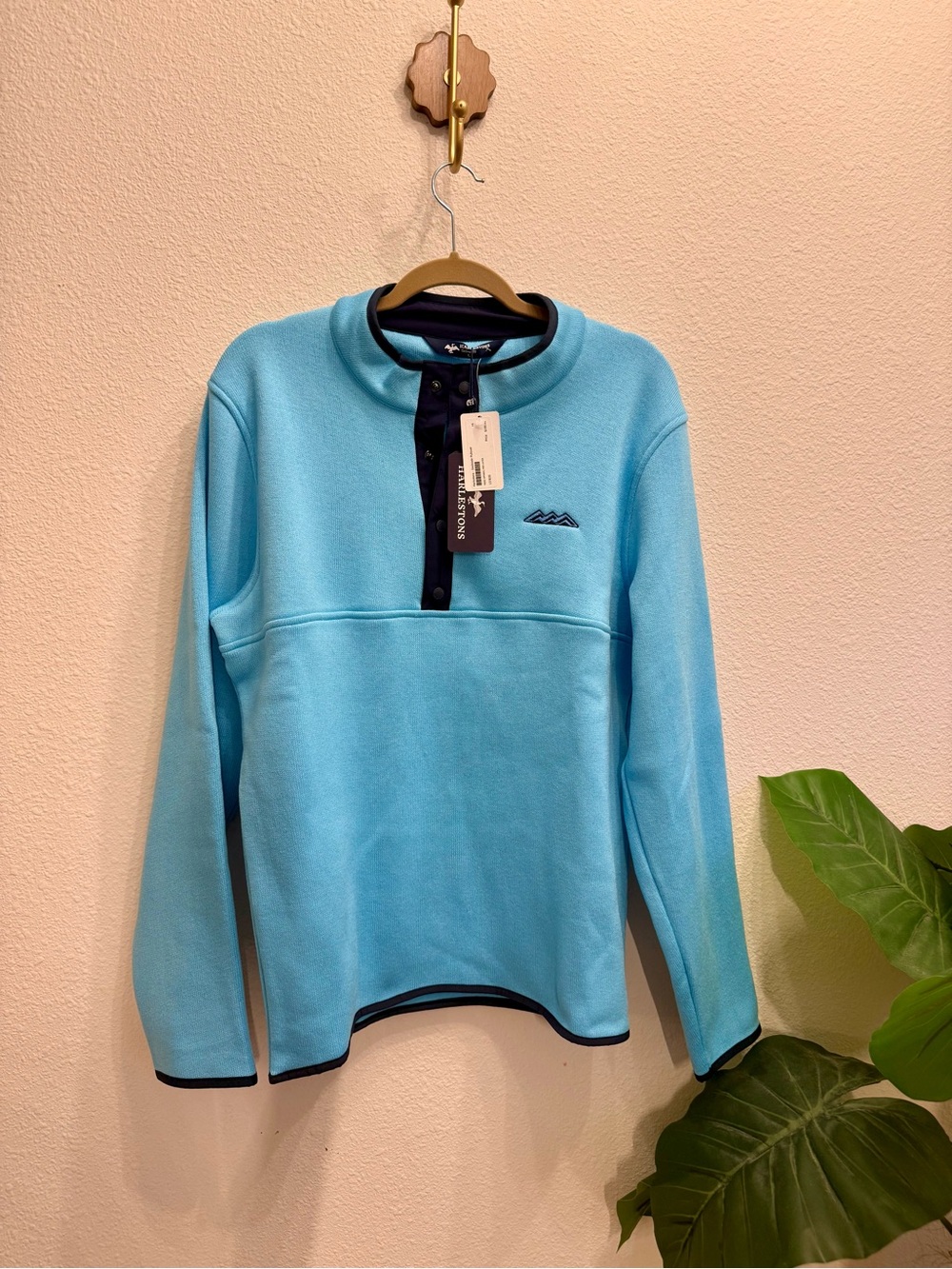 Harlestons Dockside Pullover NWT Blue Performance Golf Fleece Size L